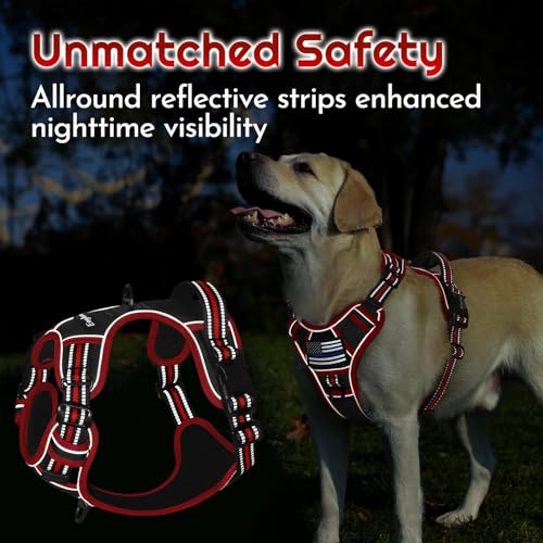 Dog Harness No Pull for Large Dogs (Large / Black & Red)