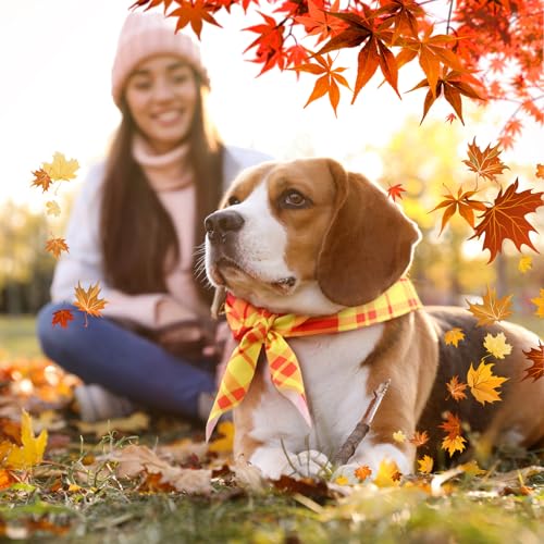 100 Pcs Fall Plaid Dog Bandanas Bulk (Fall / 25.6 x 17.7 x 17.7 Inch)