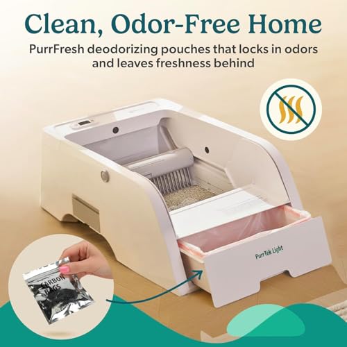 PurrTek Light Open Top Automatic Litter Box Self Cleaning 5GHz WiFi