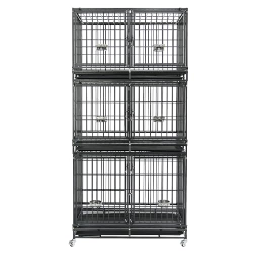 3 Tiers 43" Heavy Duty Dog Crate Bank with Wheels (42.5"L x 28.0"W x 88.0"H)