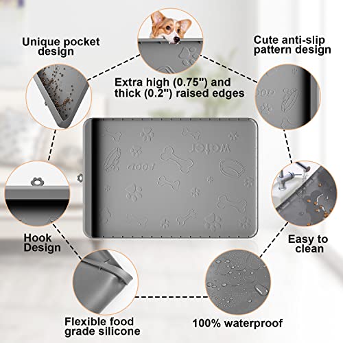 Dog Food Mat 36"x24" (Gray / 36"L x 24"W)