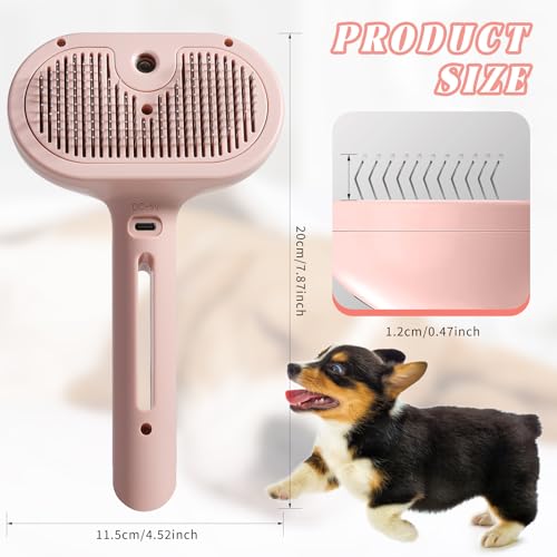Self Cleaning Spray Cat Brush for Shedding (pink)