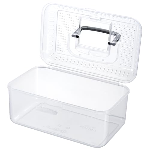 Reptile Carrier Critter Keeper Terrarium 9.5 x 6 Inch Clear Portable Tank with Black Carrying Handle