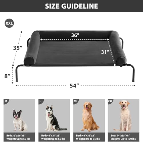 Large Elevated Cooling Cot (Black / 54.0"L x 34.0"W x 8.0"Th)