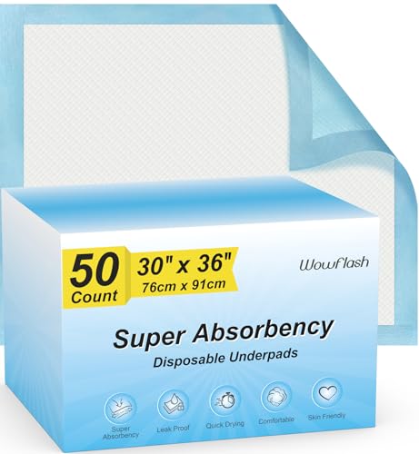50 Count 30” x 36” Super Absorbency Disposable Underpads (50 Count 30" x 36")