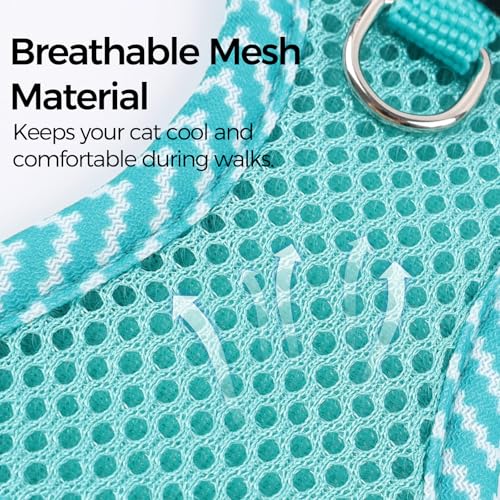 Cat Harness and Leash Set (Turquoise / Small)