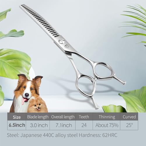 FENICE Professional Pet Grooming Scissors (Curved Chunker / 6.5 inch)
