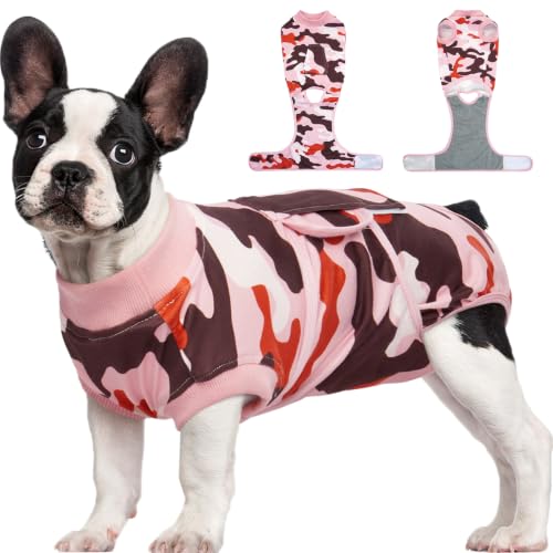 Recovery Suit for Dogs Cats (X-small (Back:8.3-11.4'', Weight:4-7 Lb) / Blush Camo)