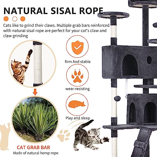 70" Cat Tree Tower (70in / Ashy)