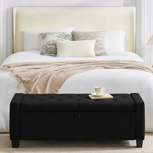 43" Ottoman with Storage (Black / 19.2"D x 43"W x 16.9"H)