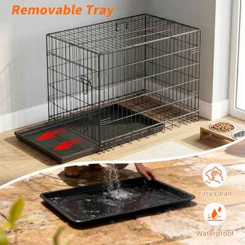 36" Foldable Metal Dog Crate (Dark Black)