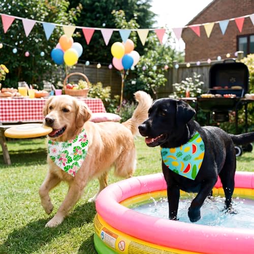100 Pcs Summer Bandanas for Dogs Bulk (Summer / 31.5 x 21.7 x 21.7 Inch)