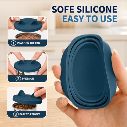 3-in-1 Dog Food Can Lids, Cat Food Can Covers, 2pcs, Dark Blue (Dark Blue)