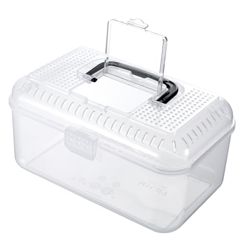 Reptile Carrier Critter Keeper Terrarium 9.5 x 6 Inch Clear Portable Tank with Black Carrying Handle