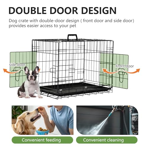24" Foldable Metal Dog Crate (Dark Black)