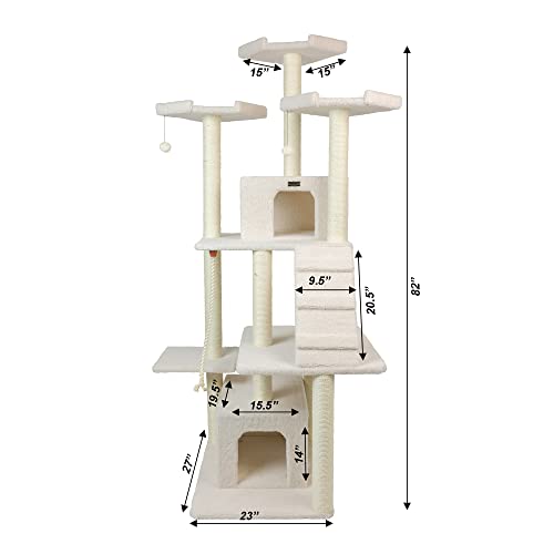 B8201 Classic Real Wood Cat Tree in Ivory