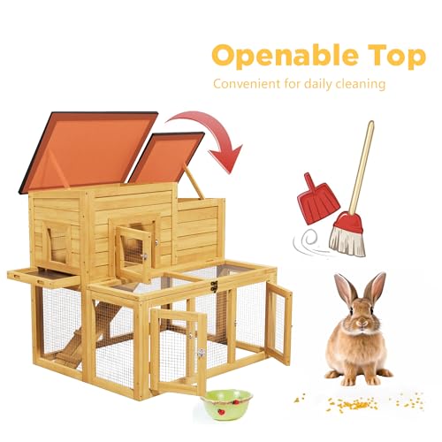 37.8" L Rabbit Hutch Indoor Outdoor for Chickens (Wood)