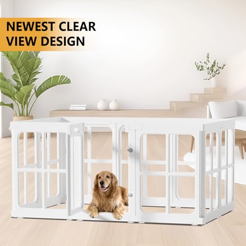 Clear Acrylic Dog Playpen with Door (Window Shape Panel White / 23.6" Height)