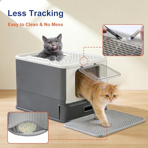 Stainless Steel Cat Litter Box with Lid & Drawer