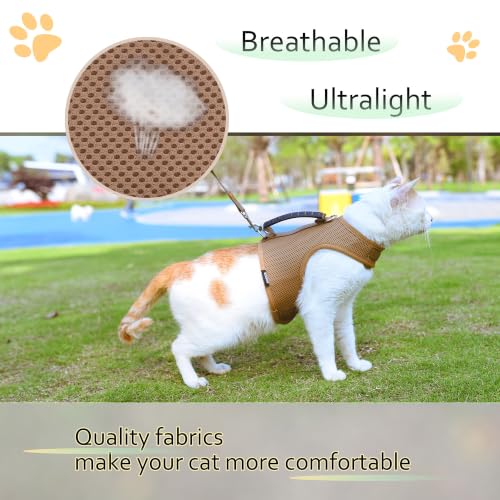 Cat Harness and Leash Set for Walking Escape Proof (Brown / XL 11-20 lbs)