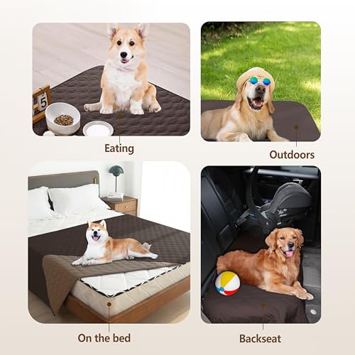 Waterproof Dog Blankets for Large Dogs (82x82 Inch (Pack of 1) / Dark Coffee/Light Coffee)