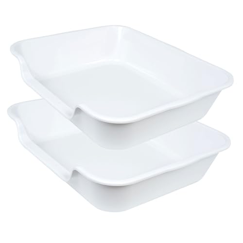 Extra Large Low Entry ABS Cat Litter Box (Large (Pack of 2) / White)
