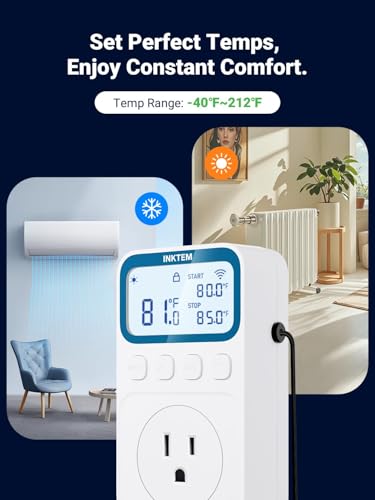 WiFi Temperature Controlled Outlet with APP for Heater (Blue)