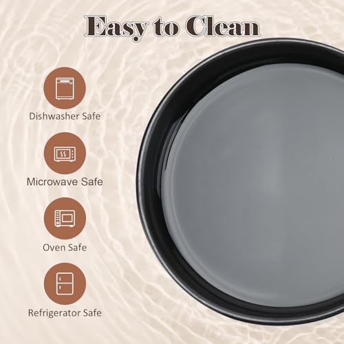 Ceramic Dog Bowls with Acacia Wood Stand (13.52 Oz / Black)