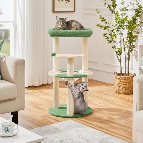 Cat Tree 35.5in Cat Tower for Indoor Cats (Army Green/Beige)