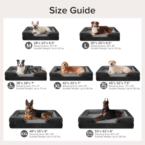 L Plus Orthopedic Dog Bed for Large Dogs (Black / L- PLUS (38"x 28"x 7"))