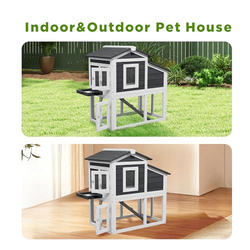 Wooden Rabbit Hutch Indoor (White)