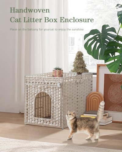 Cat Litter Box Enclosure Furniture (White / Standard)