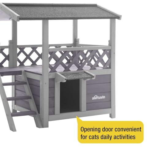 Cat House Outdoor Indoor Feral Kitty Shelter with Escape Door for Cats