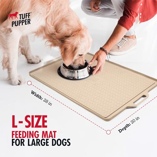 28x20 Large Dog Feeding Mat for Food and Water (Beige / Large - 28" x 20")