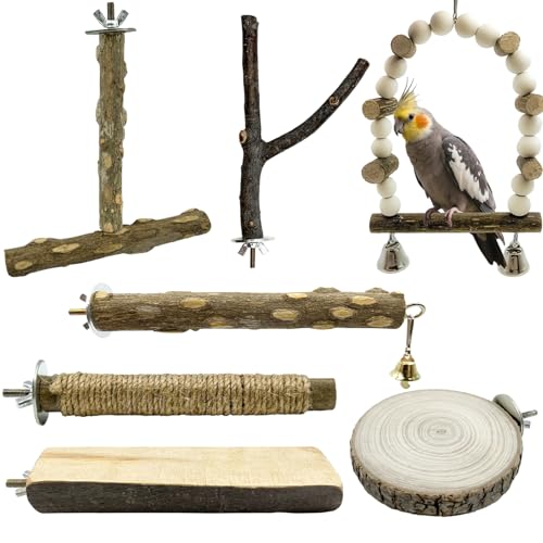 7Pcs Natural Wooden Bird Perch Set (Brown / 7PCS)