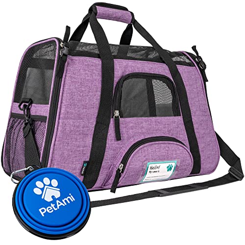 Airline Approved Pet Carrier Cats & Small Dogs (Heather Purple / 17.0"L x 10.2"W x 11.2"H)