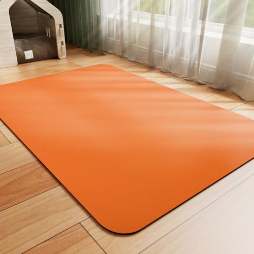 Dog Food Mat Absorbent Cat Mat for Food and Water (Orange / 24"L x 16"W)