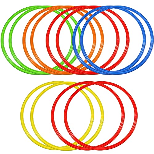 12 Pcs 15.8 Inch Exercise Hoop Obstacle Course Ring Set Large Hoop (15.8 Inch)