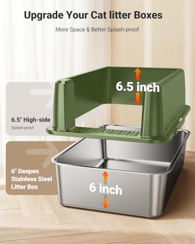 XL Stainless Steel Litter Box (S-green)