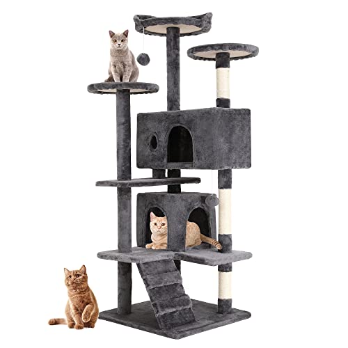54" Cat Tree Tower (54in / Light Gray)
