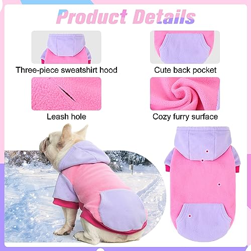 Fleece Dog Hoodie Sweatershirt with Pocket and Leash Hole (X-Small / Pink)