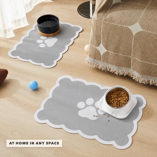 Scalloped Dog Feeding Mat (Grey / 22"L x 17"W)