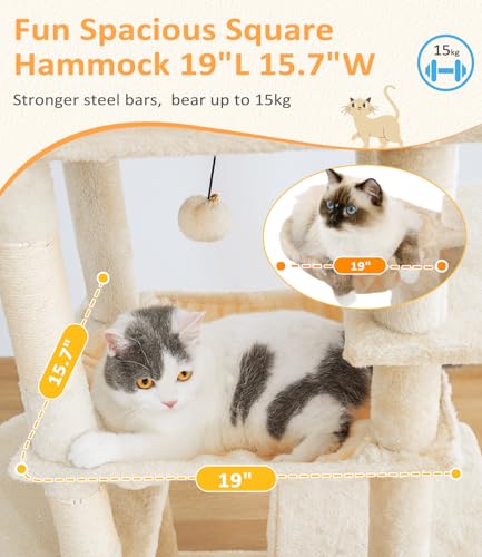 Cat Tree Large Cat Tower Tree 68" Multi (Beige)