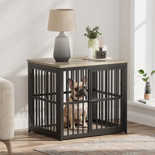 27'' Dog Crate Furniture with 3 Doors for Puppy Small Dogs (Ancient gray / 26.9"L x 20.9"W x 24.0"H)