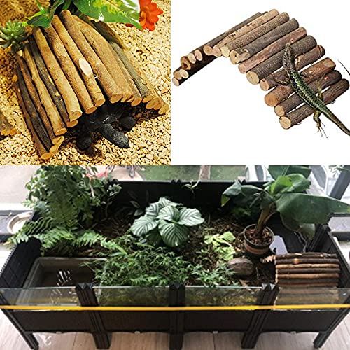 11.8 x 6.7 Inches Wooden Reptile Hideout Bearded Dragon Bendy Bridge Climbing Ladder Hiding Hut Reptiles Hide Cave Habitat Decor for Lizards Gecko Spiders Snakes Tortoise