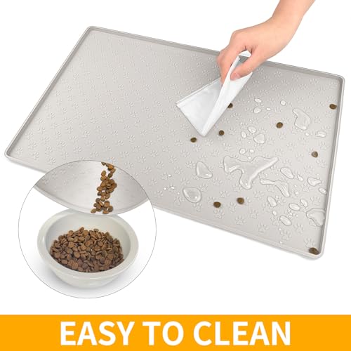 Dog Food Mat Anti (24.5"L x 16.5"W / Cream)