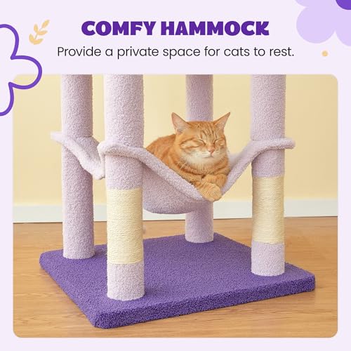Flower Cat Tree for Indoor Cats (63.8 in / Purple)