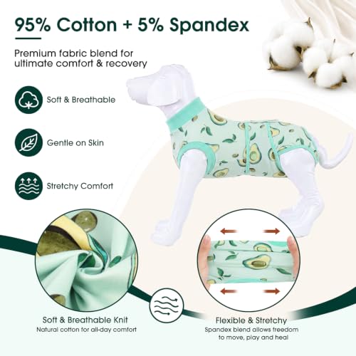 Recovery Suit for Dogs Cats (X-small (Back:8.3-11.4'', Weight:4-7 Lb) / Avocado Fresh)