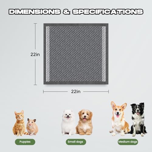 Charcoal Small Puppy Pads Pee Pads for Dogs 22"x22" 80 Count (80 Count (22"x22"))