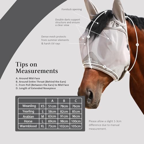 Half Face Horse Fly Mask UV Protection and Breathable for Equine Use Comfortable Grey XS (Grey / X-Small (Weanling))